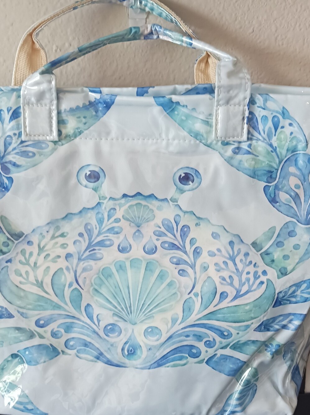 Blue & Teal Decorative Crab Tote